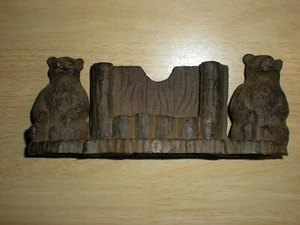 Vtg Cast Iron Brown Bears Business Card Memo Pad Holder Desk Decor Very Heavy - Picture 1 of 8
