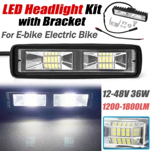 Ebike Electric Bicycle Headlight Plug&Play 12-48V 36W LED 1200-1800LM w/ Bracket - Picture 1 of 10
