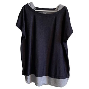 LANE BRYANT WOMENS TOP Plus Size 22 24 BLUE Boat Neck SLEEVELESS Round Hem - Picture 1 of 8