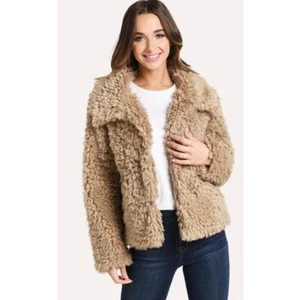 Dylan flauschige Sherpa Teddy Snap Jacke Braun Damen S Neu mit Etikett - Bild 1 von 12