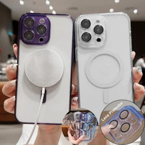 Thin Clear MagSafe Case w/ Lens Protector for iPhone 11 12 13 14 15 16 Pro Max - Picture 1 of 30