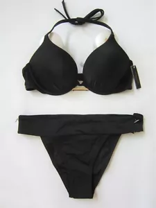 NEW Victoria Secret BOMBSHELL Black PELOSA BRAZILIAN BIKINI SWIM SUIT 38D L Set - Picture 1 of 6