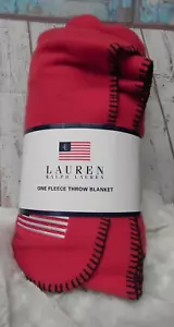 Lauren Ralph Lauren Red Flag Fleece Throw Blanket 50x70 NOS - Picture 1 of 5