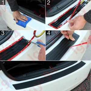 Black Car Rear Bumper Sill/Protector Plate Rubber Cover Guard Pad Moulding Trim - Bild 1 von 12