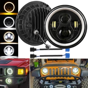 Pair 7" Inch Round LED Headlights Angle Eyes DRL For Jeep Wrangler TJ CJ JK LJ - Photo 1 sur 12
