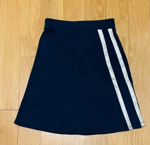 Girls Kidichic A-Line Ribbed Navy Skirt Size 8 EEUC Silver Stripes - Picture 1 of 4