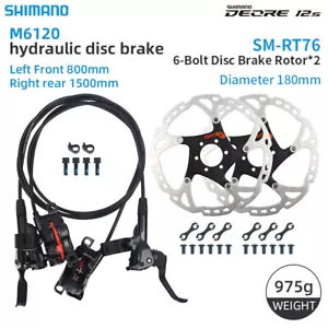 SHIMANO Deore M6100 M6120 4-Piston Resin Pads MTB Hydraulic Disc Brake Set (OE) - Picture 1 of 15