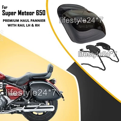 Genuine Royal Enfield Super Meteor 650 "Premium Pannier Boxes With Rails Pair" - Image 1 of 4
