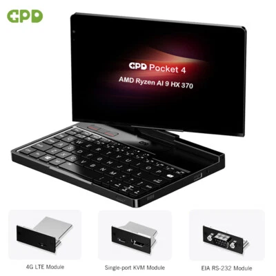 2025 GPD Pocket 4 Mini PC Modular Handheld PC AMD AI 9 HX370 Processer 32GB +2TB - Image 1 of 4