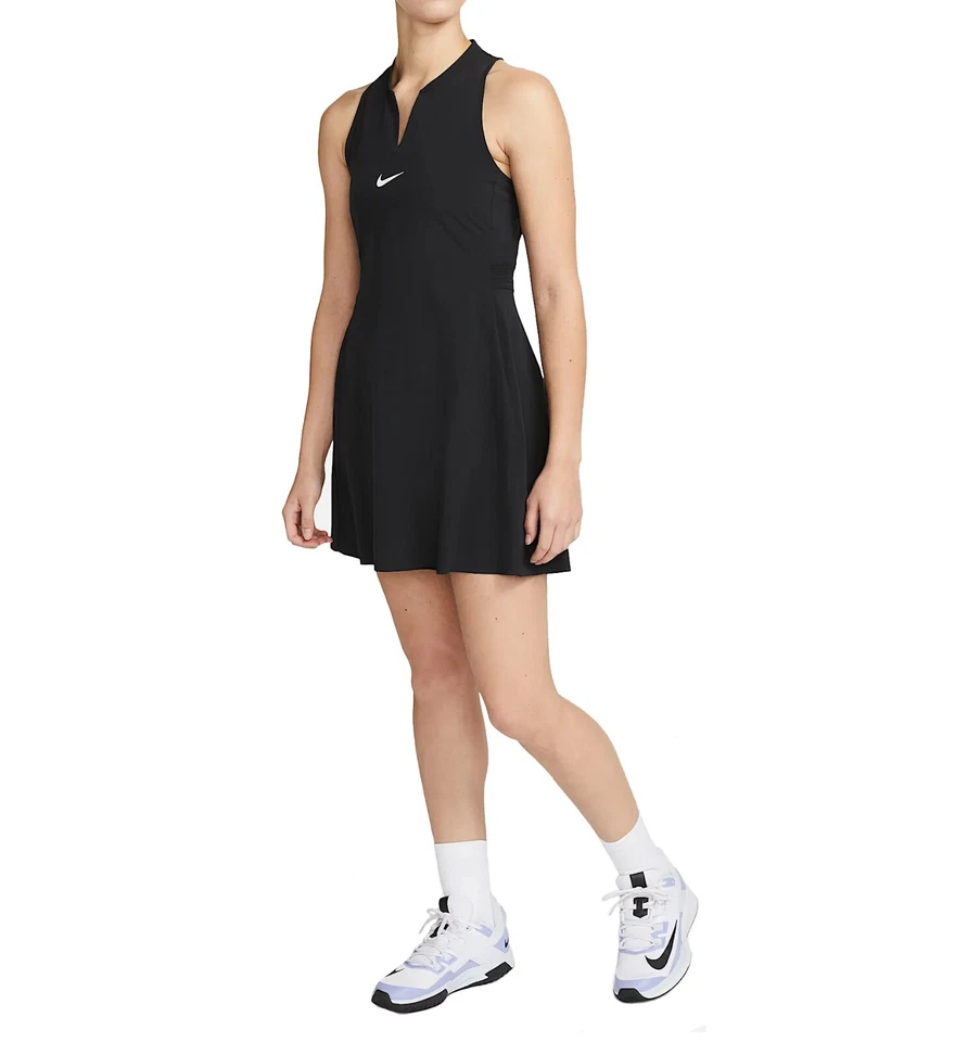 Nike Women's Tennis Dri-Fit Advantage Black/White Dress Size Medium DX1427-010