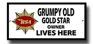 MÜRRISCHES ALTES BSA GOLDSTERN BESITZER WOHNT HIER METALLSCHILD. LIZENZIERT VON B.S.A. © &™. - Bild 1 von 1