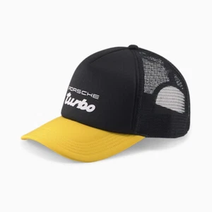 Porsche Legacy Turbo Puma Trucker Cap Hat - Black / Yellow - UK STOCK UK SELLER - Picture 1 of 5