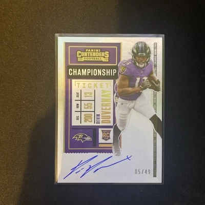 2020 Panini Contenders - RPS Devin Duvernay #132 Championship Ticket /49   - Image 1 of 2