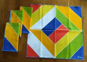 4 VINTAGE VERA NEUMANN 16"sq DINNER NAPKINS  GEOMETRIC COLORFUL - Picture 1 of 3