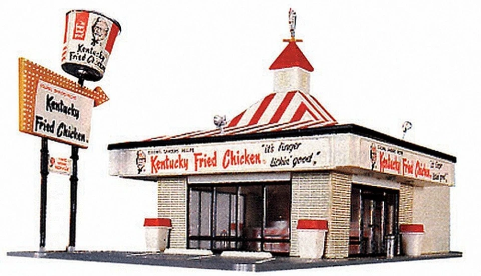 LIFE-LIKE TRAINS HO SCALE KENTUCKY FRIED CHICKEN BUILDING resturant LIFE1394