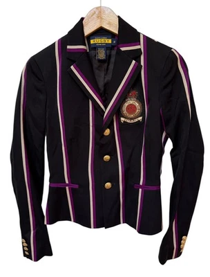 Blazer Polo de Rugby Ralph Lauren de Colección para Mujer de Lana a Rayas Talla 0 RARO Foto 1 de 4