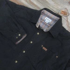 Carhartt Shirt Mens XL Tall XLT Black Canvas Flannel Lined Shacket S96BLK Work - Picture 1 of 15