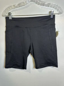 athletic works girls shorts size large 10 12 pockets black plus - Picture 1 of 4