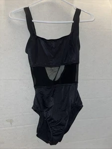 Vintage New York NY & Co Black Sheer Tummy Swimsuit Swimwear Size 10 USA Made - Picture 1 of 6