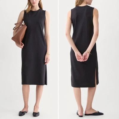 Vestido sin mangas Everlane The Weekend negro algodón orgánico midi sin mangas talla mediana Foto 1 de 4