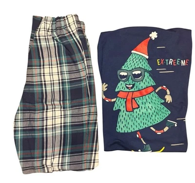 Gap Kids Boys Size 12 Christmas Pajama Shirt Blue Plaid Pants - Image 1 of 4