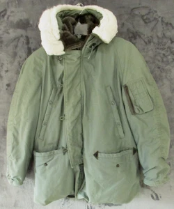 Vintage Military Extreme Cold Weather Flight Parka Coat N-3B Mens Green Medium - Picture 1 of 11