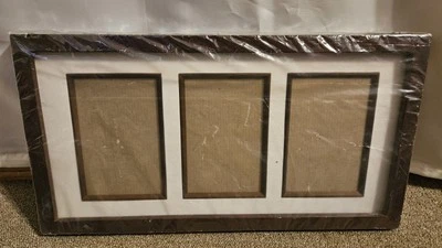 Nuevo marco de fotos marrón y blanco para 3 fotos 4 X 6 Foto 1 de 2