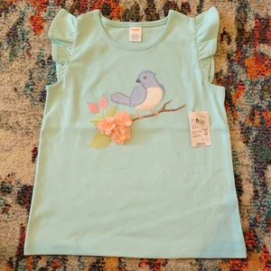 Gymboree Mint Tea Bluebird Flutter Sleeve Top, 10, NWT - Picture 1 of 9