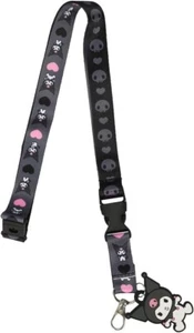 Kuromi Hearts & Skulls Black Lanyard With Character Charm - Picture 1 of 3