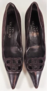 Valentino women's burgundy suede/leather kitten heels EU 39 (US 8 1/2) - Picture 1 of 12