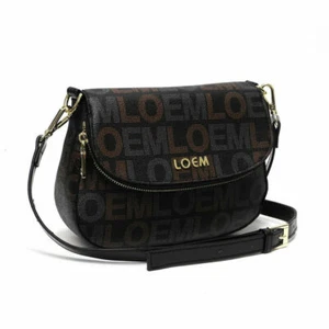 LOEM black crossbody shoulder Bag messenger handbag signature flap over pockets - Picture 1 of 4