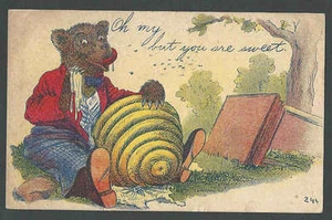 1910 PPC* Oh My But You Are Sweet Bear Eating Honey Comb Posted - Picture 1 of 1
