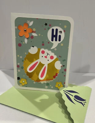 Peeking Bunny Happy Easter Handmade Greeting Card - Image 1 of 2