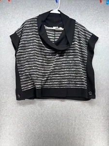 Cato Womens Sweater Size 14/16W black Turtle Neck Striped Button Open Sleeves - Picture 1 of 8