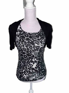 Rue 21 Shirt Cheetah Front Back 1/2 Cheetah 1/2 Floral Lace 1/2 Jacket Ruched Al - Picture 1 of 11