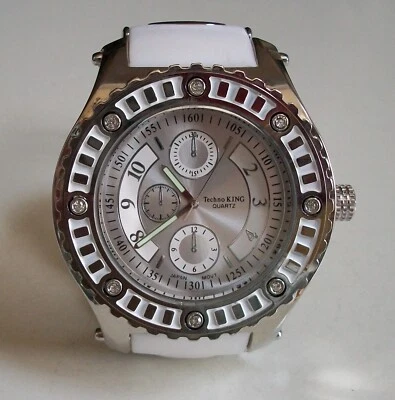 Men's White & Silver Finish Round Dial Fashion Dressy Casual Hip Hop Watch - Image 1 of 4