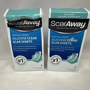 2 ScarAway Silicone Scar Sheets 2 x 6 =12 Reusable 1.5"x3" Sheets Pack Of 2 - Picture 1 of 7