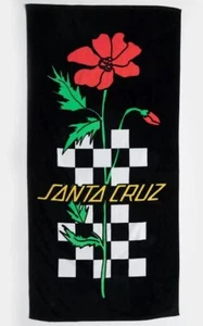NWT Santa Cruz Skateboards Jumbo Beach Towel SANTA CRUZ Check Bloom Red Flowers - Picture 1 of 2