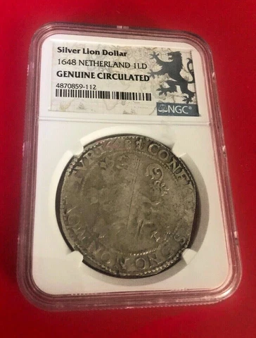 SILVER LION DOLLAR 1648 NETHERLAND 1LD NGC GENUINE CIRCULATED Cover