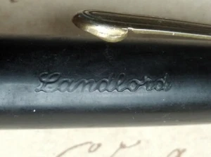 VINTAGE LANDLORD FOUNTAIN PEN, nib warrnted wing-flow 4 USA PISTON FILLER, vtg - Picture 1 of 11