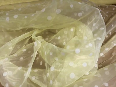 Crystal Organza Shimmer Fabric, Per Metre - spotted design - Lemon - Image 1 of 4