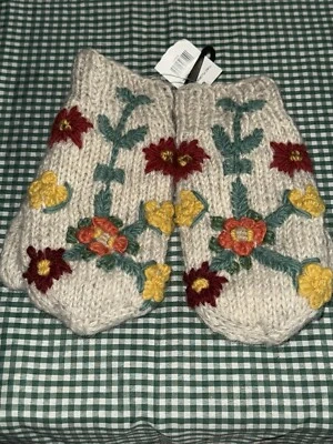 Knit Embroidered Floral Mittens  - Image 1 of 3