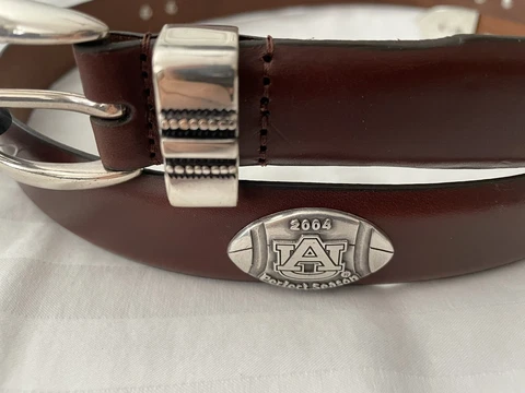 Brown Leather Belt With Auburn University Conchos 28, 30, 32, 44, 46 Cover