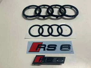 Audi RS6 Audi Rings Front Rear And Emblems Type Designation Black - Picture 1 of 1