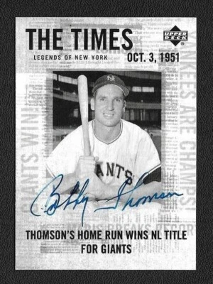 Tarjeta #182 autógrafo firmado por Bobby Thompson 2001 Upper Deck Legends NY Giants Foto 1 de 2