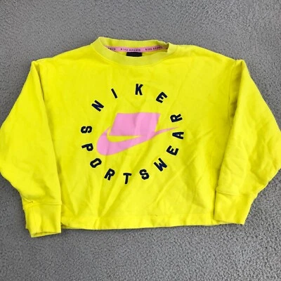 Suéter Nike Para Mujer XS Amarillo Manga Larga Pullover Cuello Redondo Logo Ropa Deportiva Foto 1 de 4