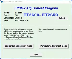 RESET EPSON ET2650 ET2600 ✅resetter ET2600- ET2650🔥Unlimited use 1Pc, Email⭐⭐⭐⭐ - Picture 1 of 5