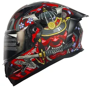Kask motocyklowy Sting SKS 22 samuraj czerwony osłona przeciwsłoneczna + czarny daszek - Zdjęcie 1 z 11