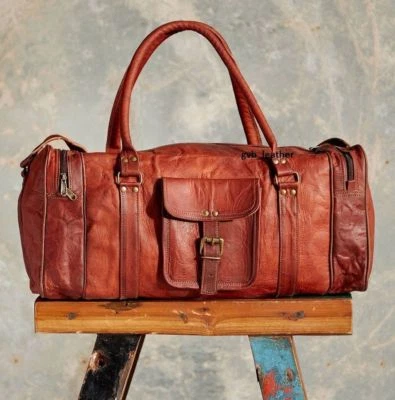 Leather Genuine Travel Bag Duffle Gym Men Vintage Luggage Overnight Weekend Bag - Image 1 of 4