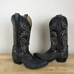 Larry Mahan Cowboy Western Stiefel Herren Größe 10 D schwarz genähtes Leder - Bild 1 von 19